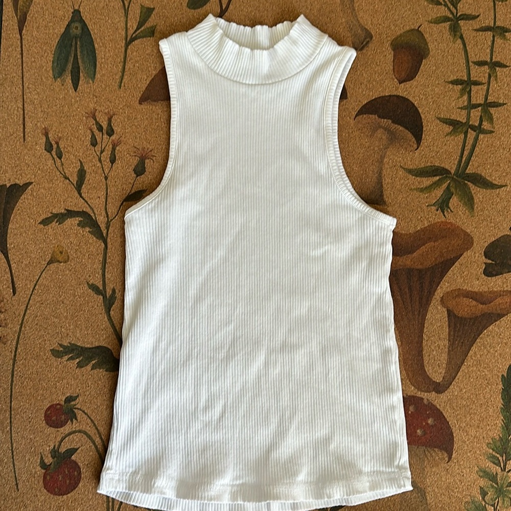 Frank oak cotton/tencel mock neck ribbed tank